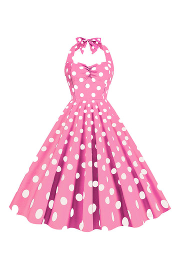 Rosa Polka Dots Pin Up Vintage 1950 Kjole
